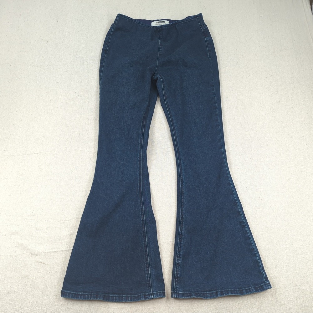 Rock Roll Denim Jeans Womens 28 Blue Bargain Bell Bottom Flare Pull On Stretch